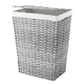 Rattique Woven Plastic Laundry Basket Removable Liner - Grey