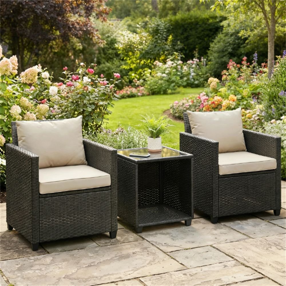 Terrace Set 3-Piece Terrace Tavern Set, Outdoor Set, Garden Set, Beige