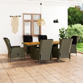 Patio Dining Set Set of 6 Brown Round PE rattan 7 Piece Set