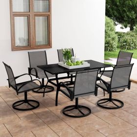 Dining Set Anthracite, Grey Powder-coated steel, Textilene Medium