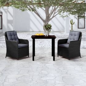 Garden Dining Set Black Powder-coated steel 3 Piece Set