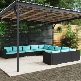 Garden Lounge Set Black and Water Blue