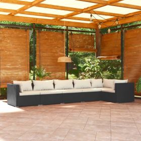 Garden Lounge Set Black, Cream