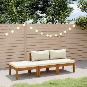 Garden Lounge Set Cream Solid Acacia wood Compact Foldable