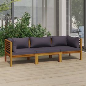 Wooden Lounge Set Dark Grey Solid Acacia wood 3-Seater