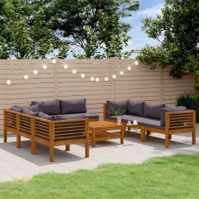 Wooden Lounge Set Dark grey, Natural wood