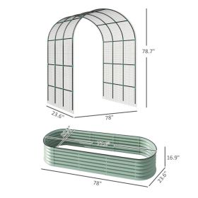 Raised Garden Beds Set With Arch Trellis, Climbing Net, Galvanized Planter Box For Climbing Vegetables Multiple Packages Shipped. Please Pay Atte (Option: Green)
