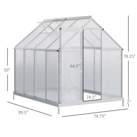 Aluminum Outdoor Greenhouse, Polycarbonate Walk-in Garden Greenhouse Kit With Adjustable Roof Vent, Multiple Packages Shipped. Please Pay Attenti (Option: Silver Clear)