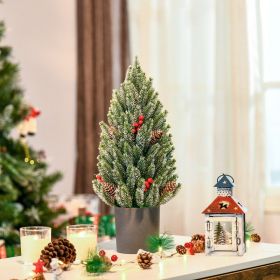 18" Tall Unlit Miniature Snow-Flocked Tabletop Artificial Christmas Tree (Option: Green-170x170x470 mm)