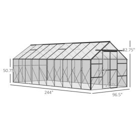 Aluminum Greenhouse Polycarbonate Walk-in Garden Greenhouse Kit With Adjustable Roof Vent,Multiple Packages Shipped. Please Pay Attention To The (Option: Black Clear)