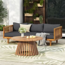 PATIO FURNITRE SETS : CLAREMONT 3 SEATER DAYBED + ACACIA WOOD TABLE (Color: as Pic)
